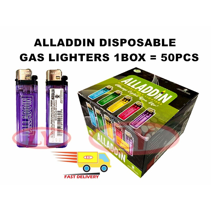 ALLADDIN DISPOSABLE GAS LIGHTERS 1BOX = 50PCS