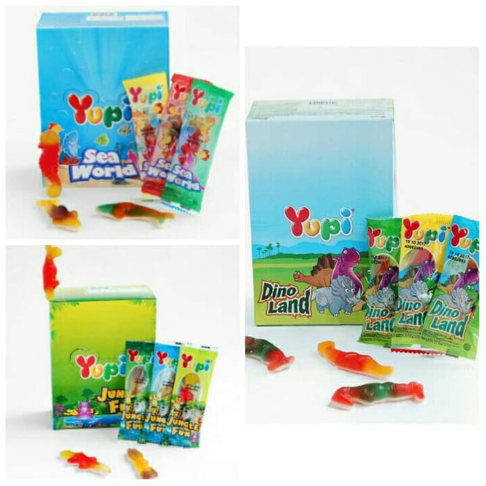 YUPI ANIMALS GUMMY DINOLAND SEAWORLD JUNGLEFUN 24PCS