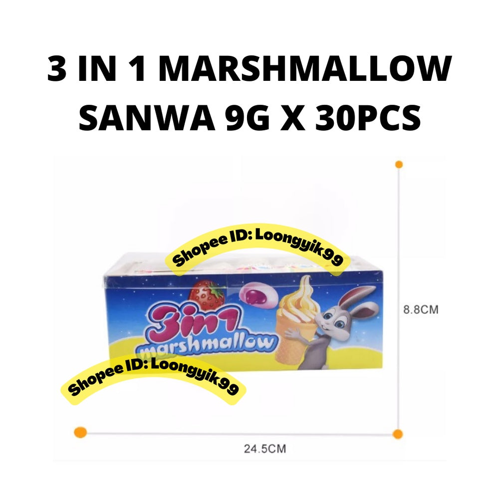 3IN1 MARSHMALLOW SANWA 9G X 30PCS HALAL