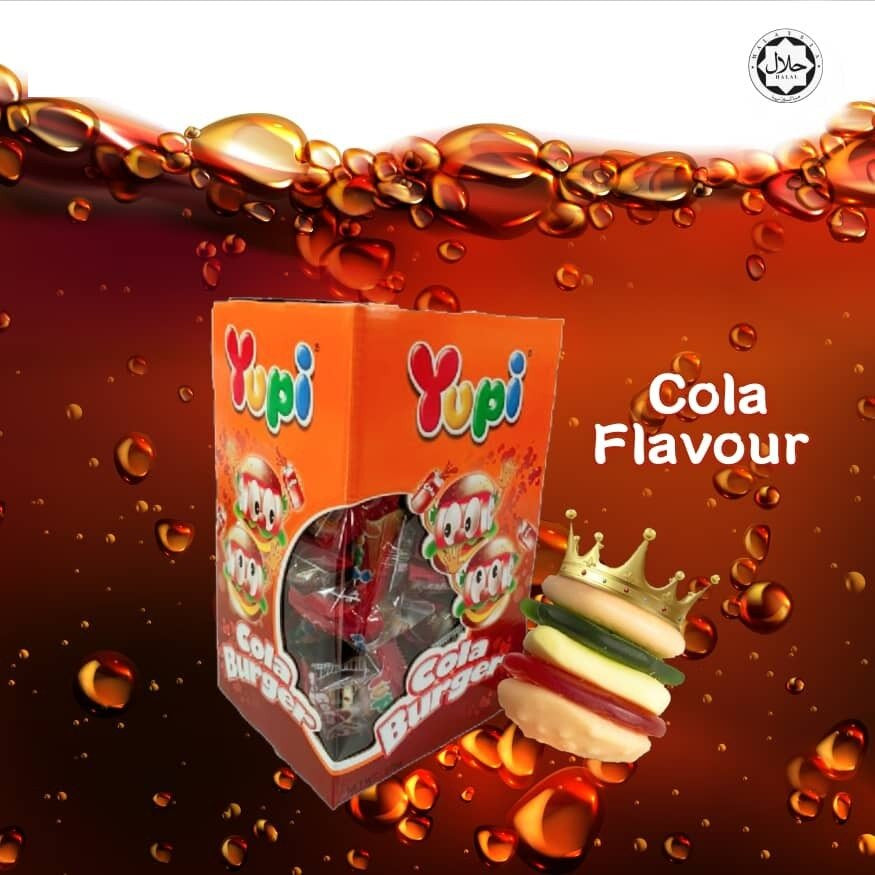 YUPI NEW COLA / SOUR BURGER 8G X 72PCS FREE 3PCS CANDY HALAL