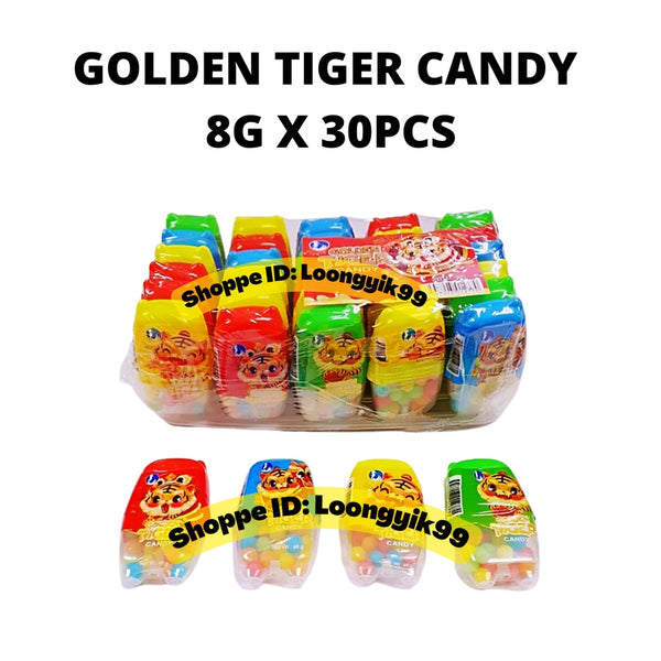 GOLDEN TIGER CANDY 8G X 30PCS HALAL FRUITY BALLS