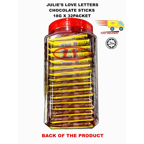 JULIE'S LOVE LETTERS CHOCOLATE STICKS 18G X 32PACKET