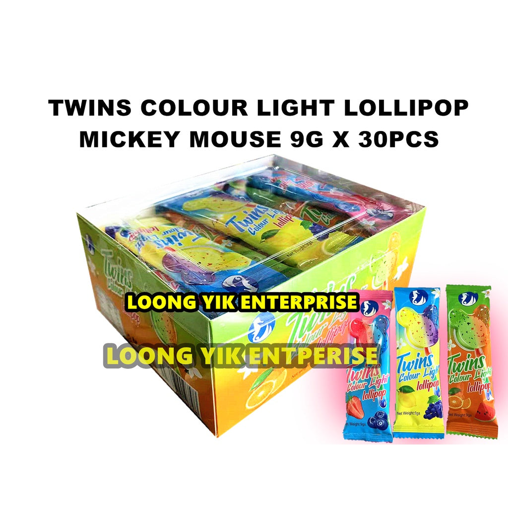 TWINS COLOUR LIGHT LOLLIPOP MICKEY MOUSE 9G X 30PCS HALAL