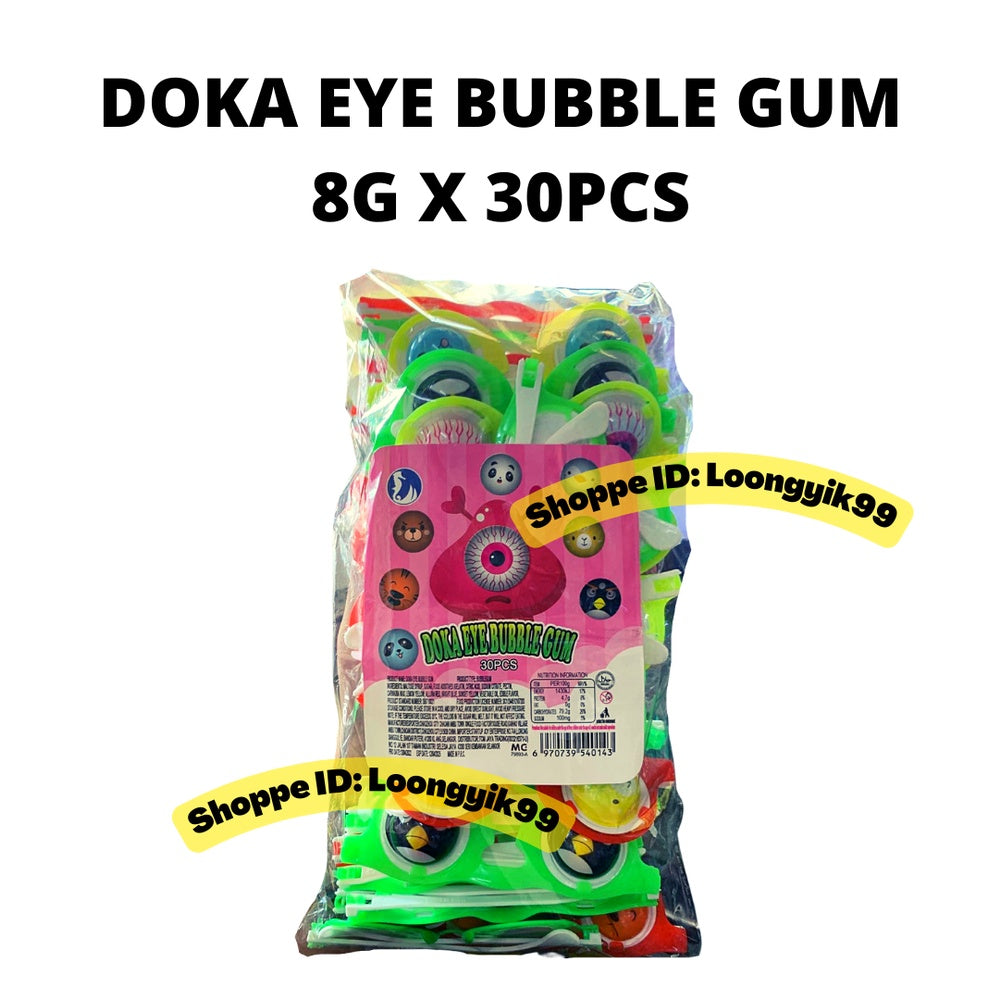 DOKA EYE BUBBLE GUM 8G X 30PCS HALAL TOYS + CANDY