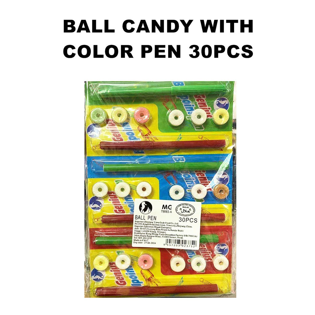 BALL CANDY WITH PEN 30PCS