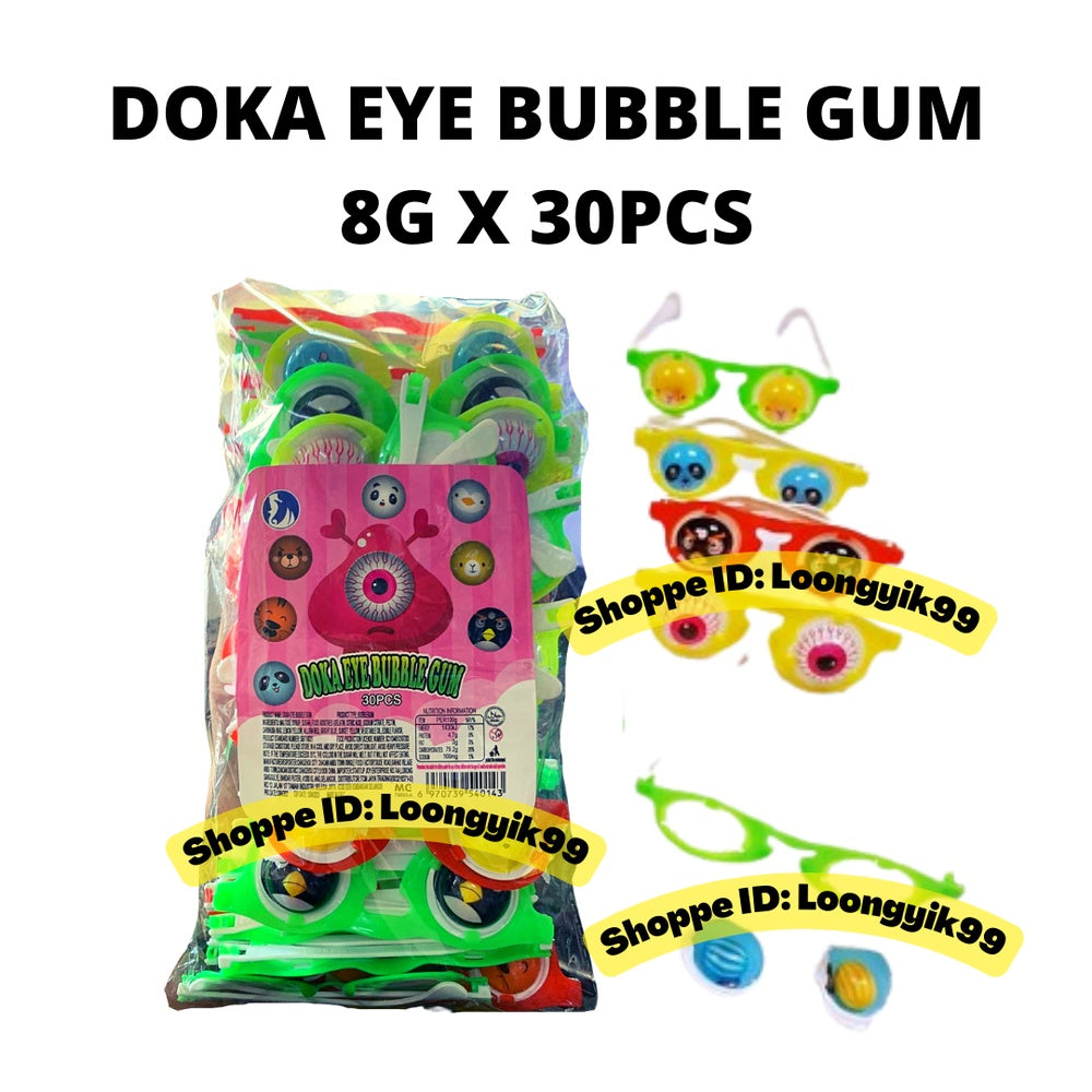 DOKA EYE BUBBLE GUM 8G X 30PCS HALAL TOYS + CANDY