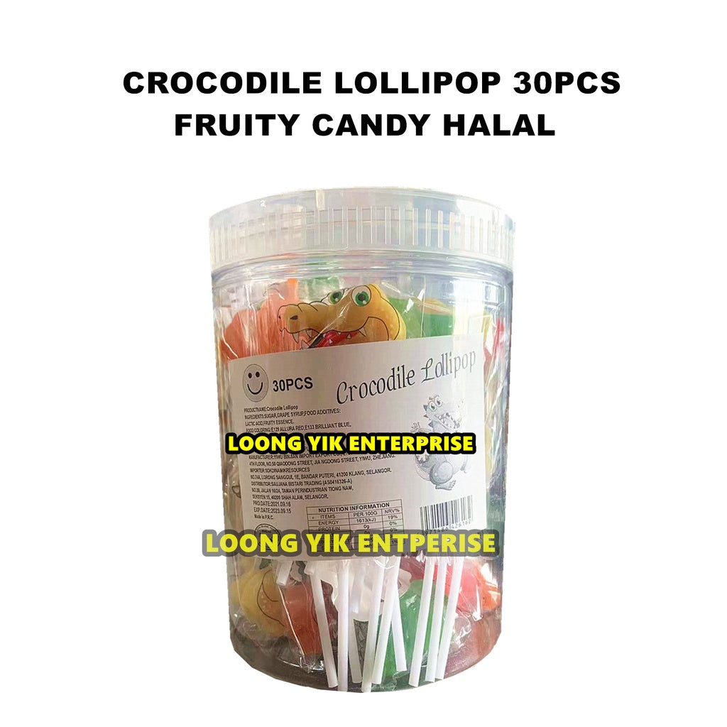 MONKEY / CROCODILE LOLLIPOP 30PCS FRUITY CANDY HALAL