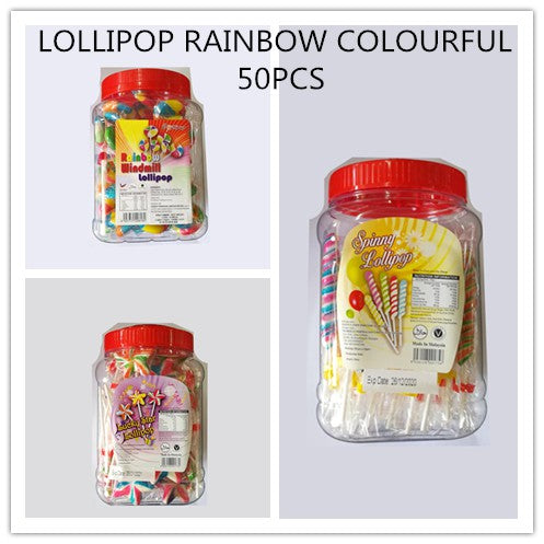 LOLLIPOP WINDMILL STAR SPINNY COLOURFUL 50PCS