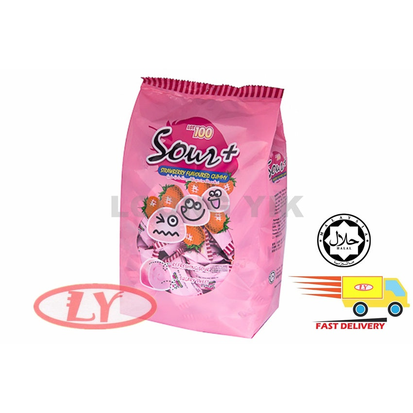 LOT100 SOUR GUMMY APPLE/STRAWBERRY/BLACKCURRANT 1KOTAK X 28G X 12PKT HALAL