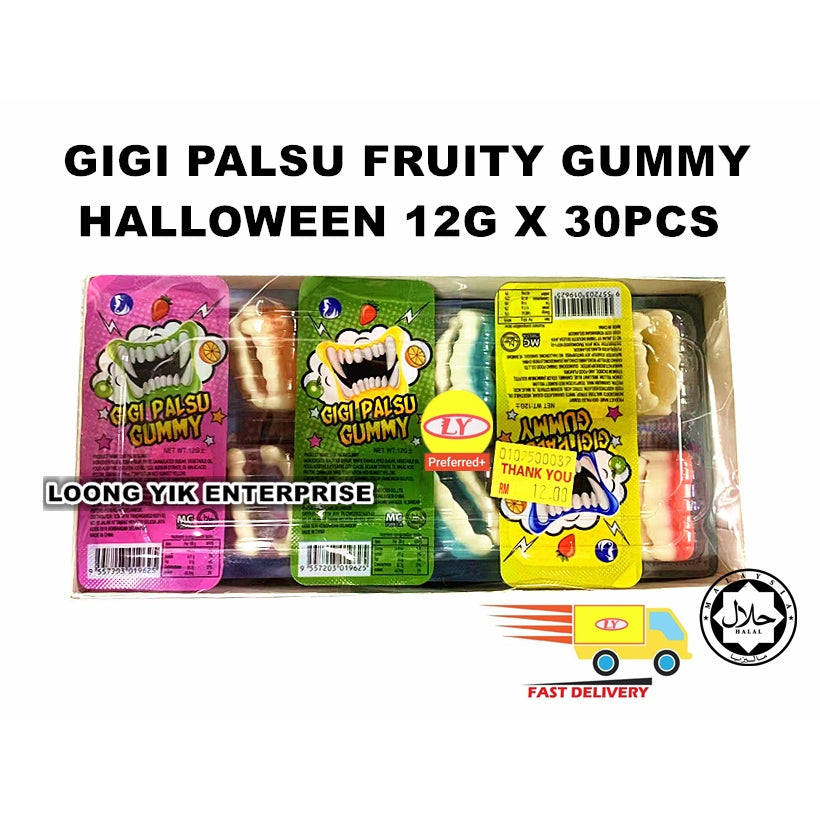 GIGI PALSU FRUITY GUMMY HALLOWEEN 12G X 30PCS Halal