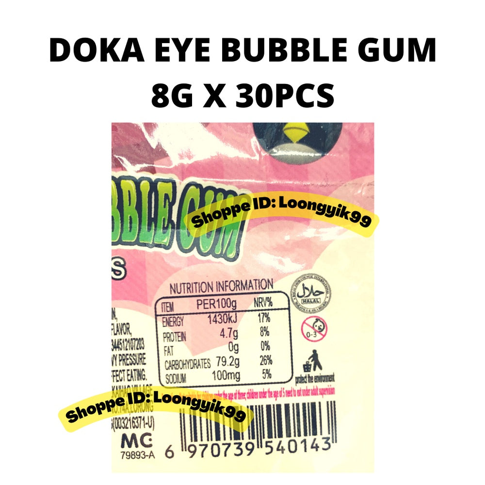 DOKA EYE BUBBLE GUM 8G X 30PCS HALAL TOYS + CANDY