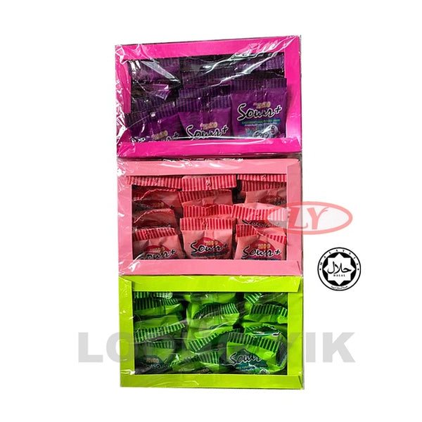 LOT100 SOUR GUMMY APPLE/STRAWBERRY/BLACKCURRANT 1KOTAK X 28G X 12PKT HALAL