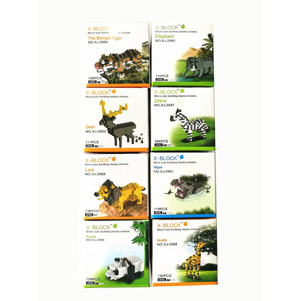 X-BLOCK MICRO SIZE BUILDING BLOCKS ANIMAL SERIES 8 SET