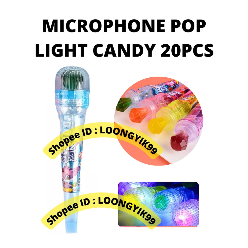 MICROPHONE POP FRUIT FLAVOR LIGHT CANDY 20PCS HALAL