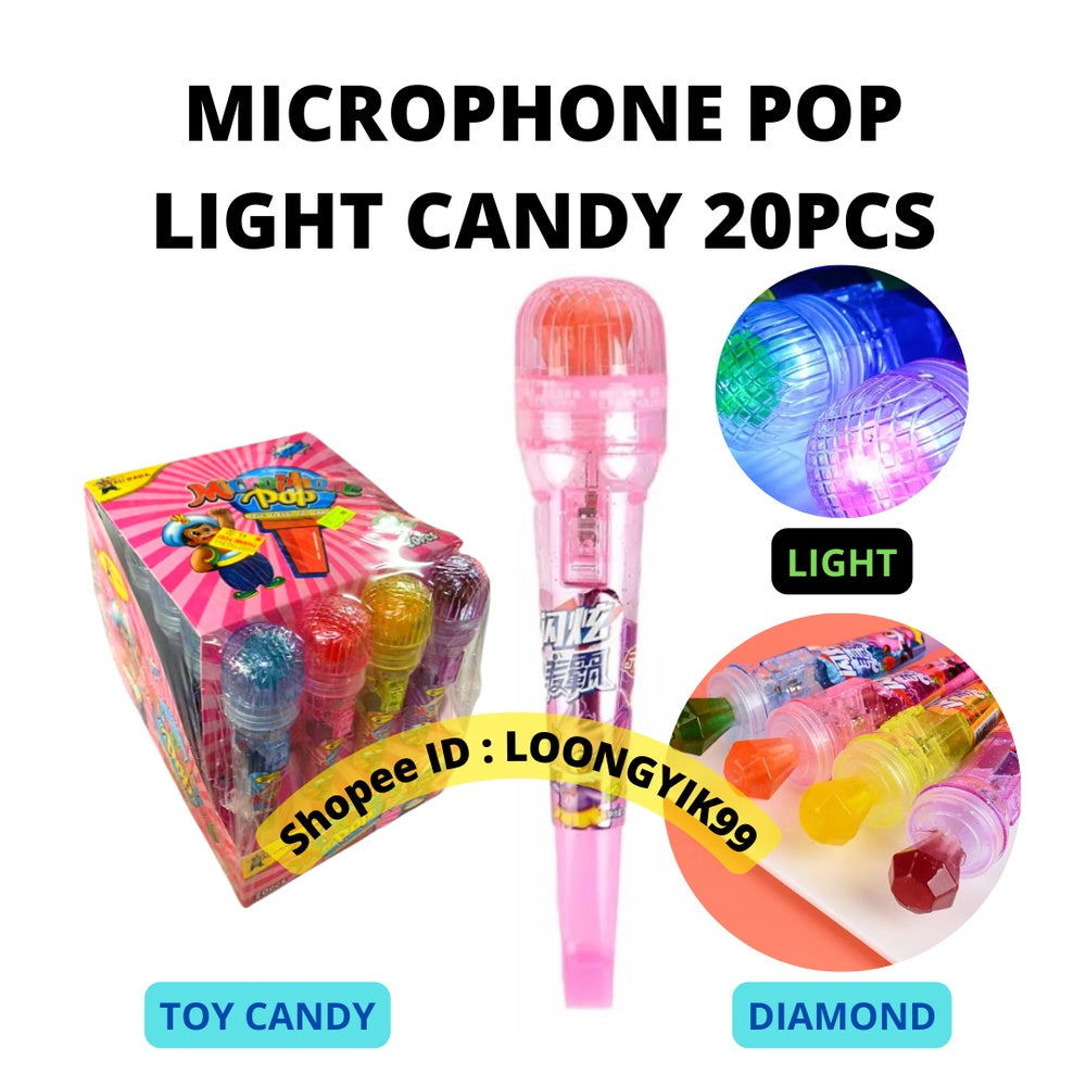 MICROPHONE POP FRUIT FLAVOR LIGHT CANDY 20PCS HALAL