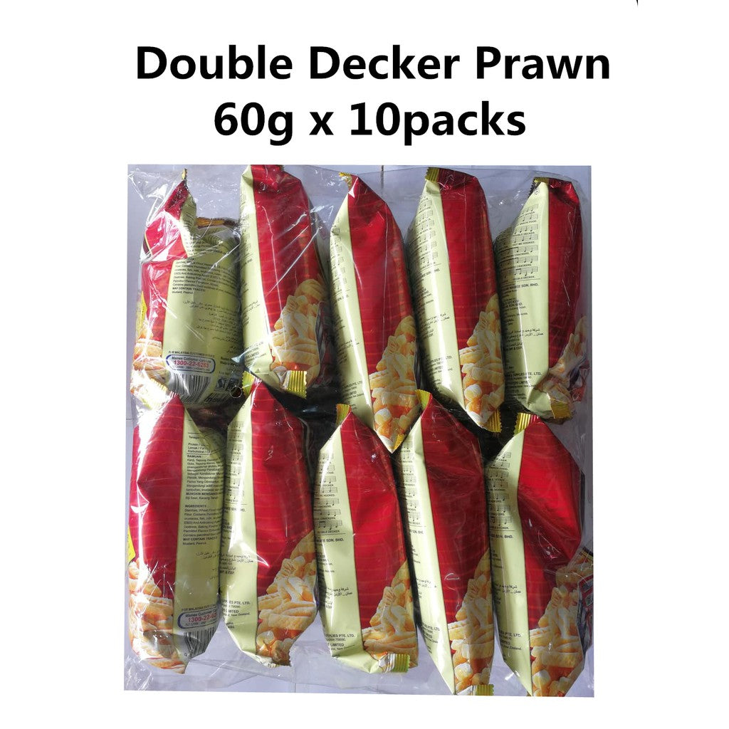 Double Decker Snack Keropok 60g x 10packs Prawn Chicken Cheese Spicy