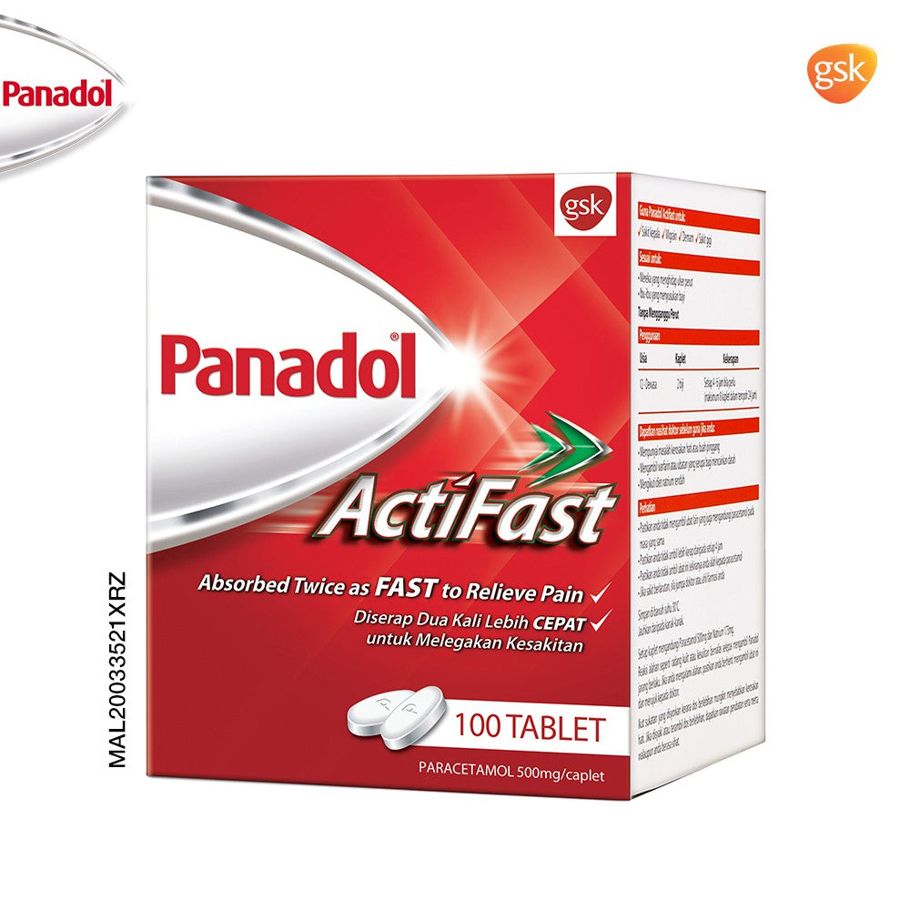 [Ready Stock] Panadol Actifast 100tablets (Full 1box) 100% Original From GSK [Pos segera]