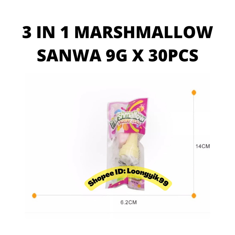 3IN1 MARSHMALLOW SANWA 9G X 30PCS HALAL