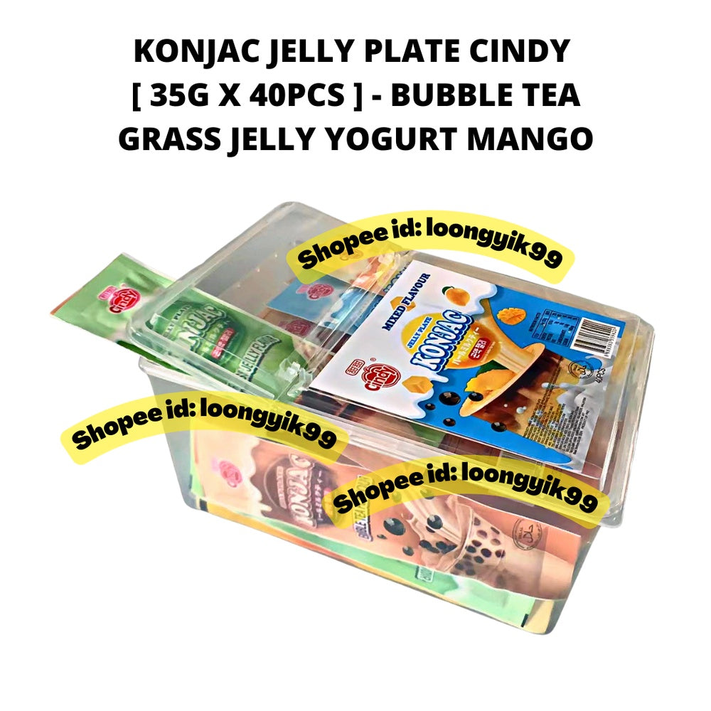 🔥NEW🔥KONJAC JELLY PLATE FRUIT CINDY 35G X 40PCS BUBBLE TEA / GRASS JELLY / YOGURT / MANGO MIXED (FREE STORAGE BOX)