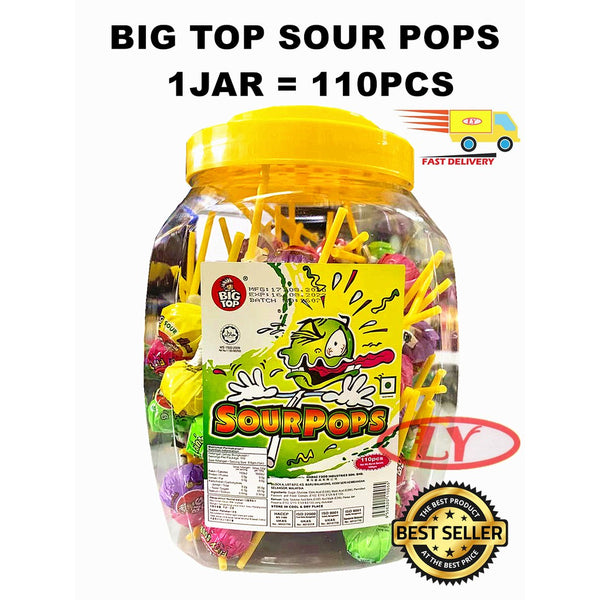 BIG TOP SOUR POPS 1JAR = 110PCS