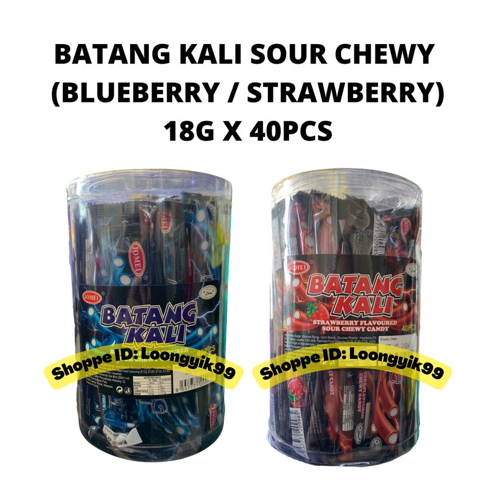 BATANG KALI SOUR CHEWY CANDY (BLUEBERRY / STRAWBERRY) 18G X 40PCS HALAL