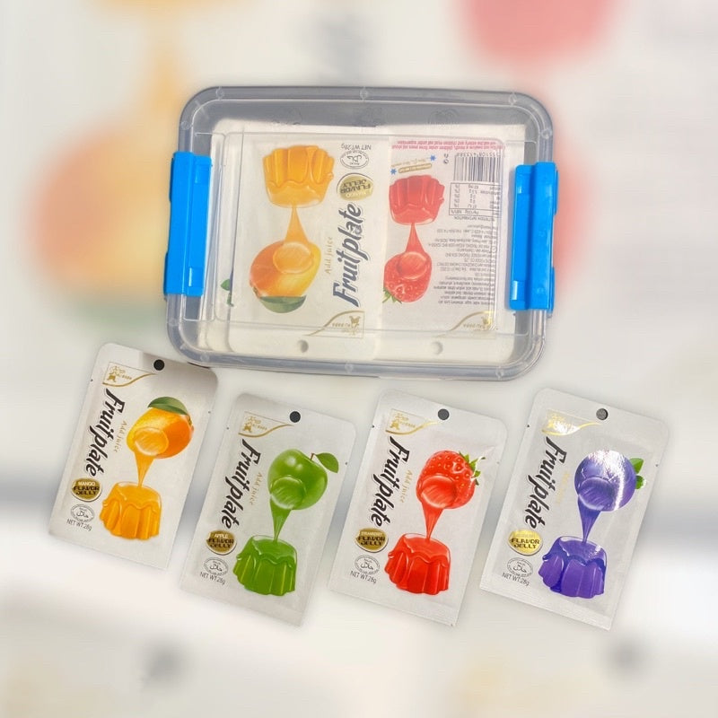 FRUIT PLATE KONJAC JELLY 40PCS (APPLE+STRAWBERRY / LYCHEE+GRAPE) 35-40PCS HALAL (FREE BOX) POS DALAM SATU HARI