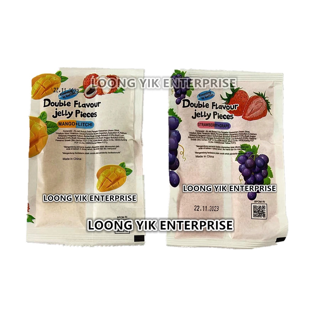 DOUBLE JELLY PIECES MANGO+LITCHI / STRAWBERRY+GRAPE 30PACK X 2PCS = 60PCS