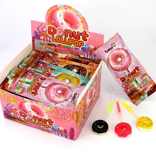 DOUGHNUT LIGHT LOLLIPOP CANDY 30PCS