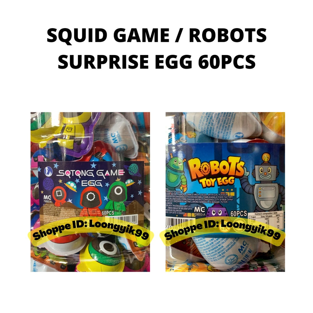 SQUID GAME SURPRISE EGG 60PCS ROBOTS CHOCOLATE CANDY HALAL