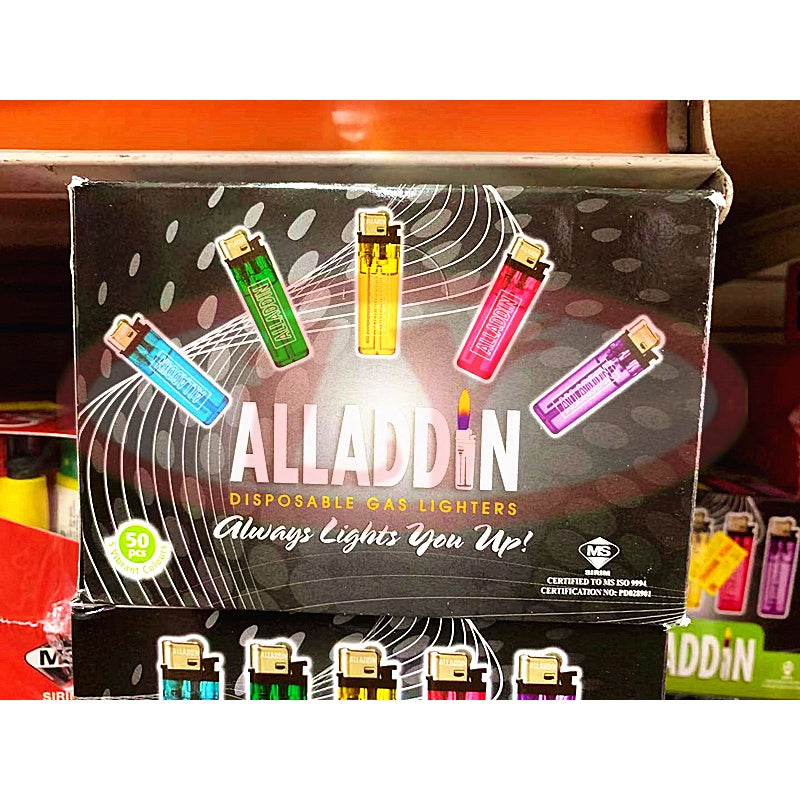 ALLADDIN DISPOSABLE GAS LIGHTERS 1BOX = 50PCS