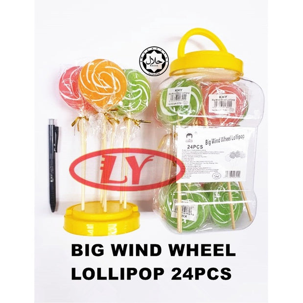 BIG CRYSTAL / WIND WHEEL LOLLIPOP 24PCS