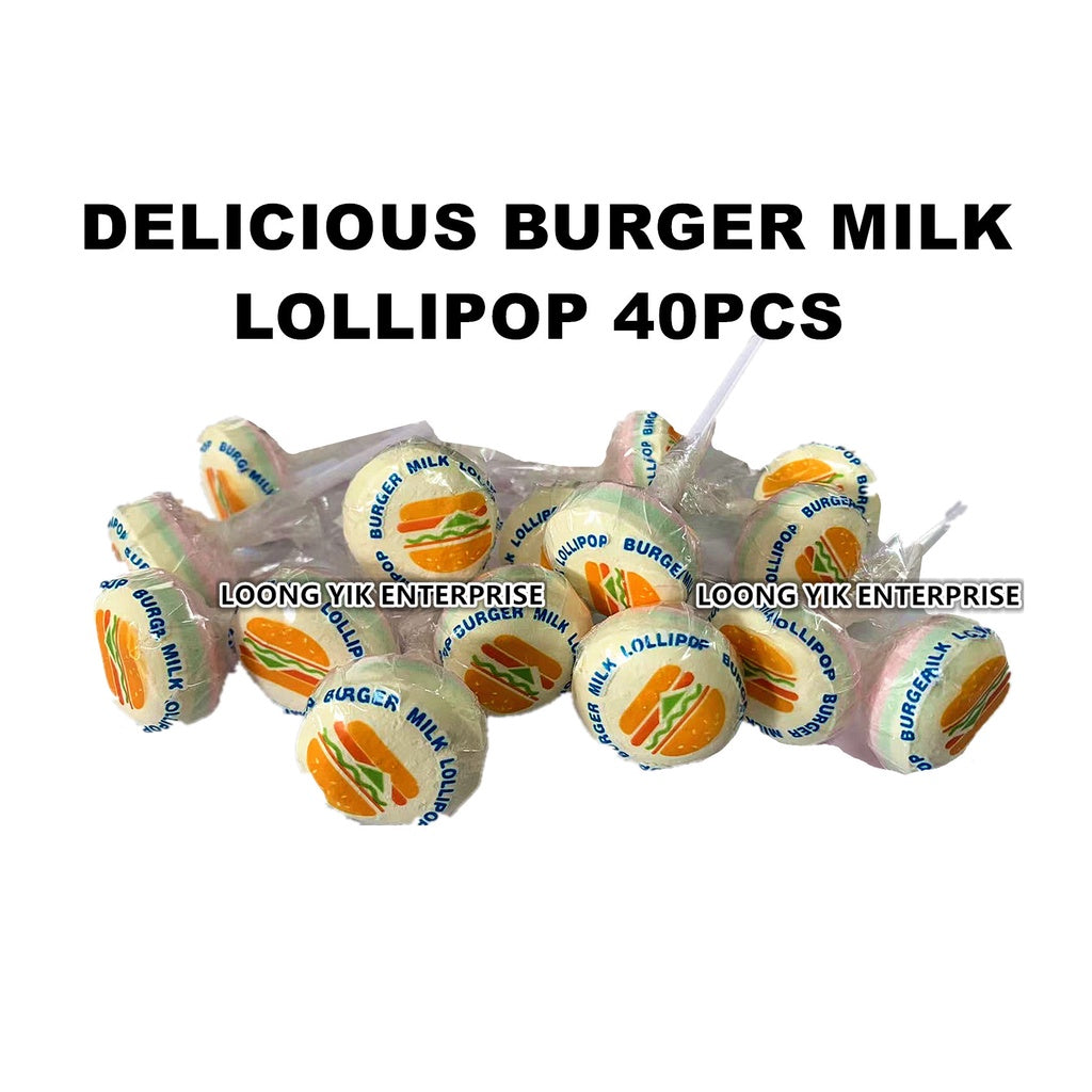 DELICIOUS BURGER MILK LOLLIPOP 40PCS