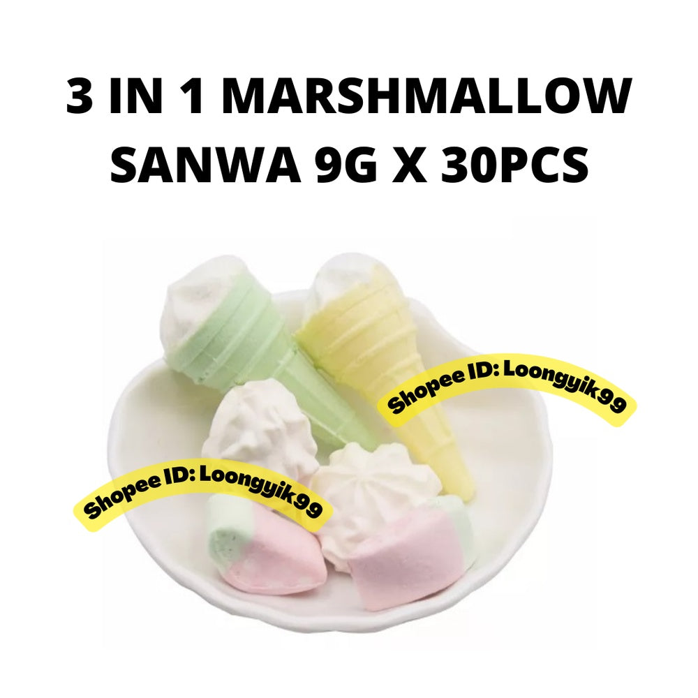 3IN1 MARSHMALLOW SANWA 9G X 30PCS HALAL