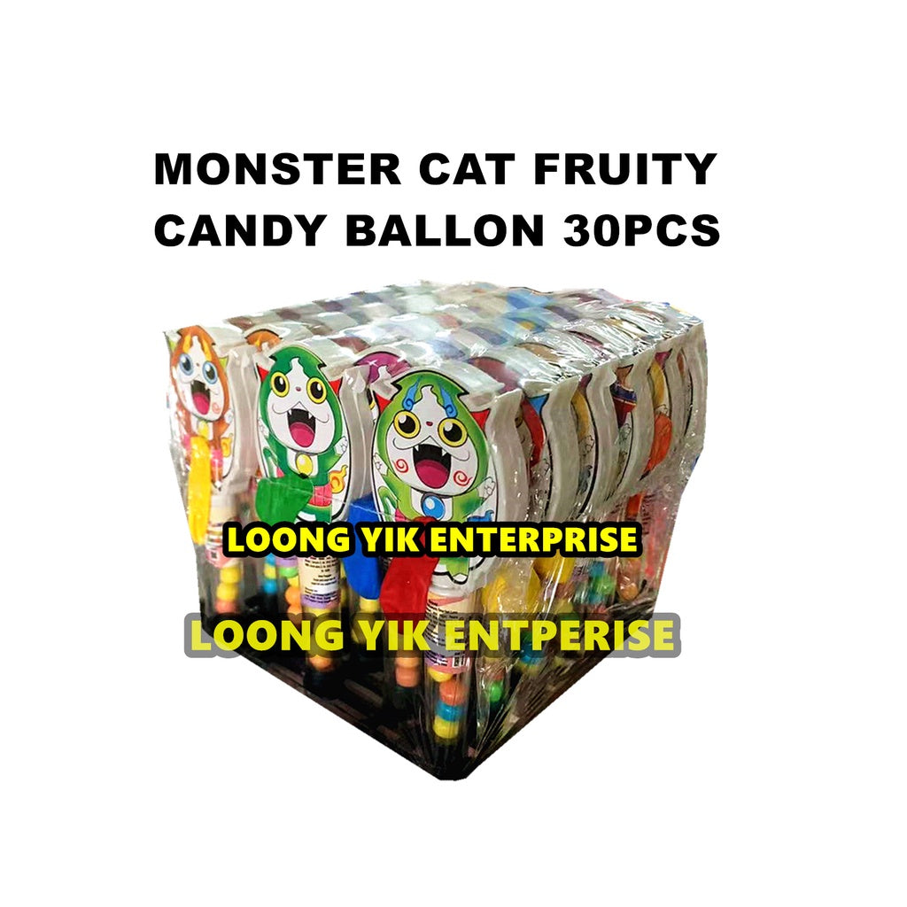 MONSTER CAT FRUITY CANDY BALLON 30PCS HALAL