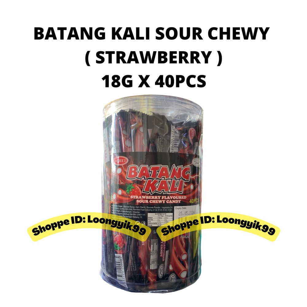 BATANG KALI SOUR CHEWY CANDY (BLUEBERRY / STRAWBERRY) 18G X 40PCS HALAL