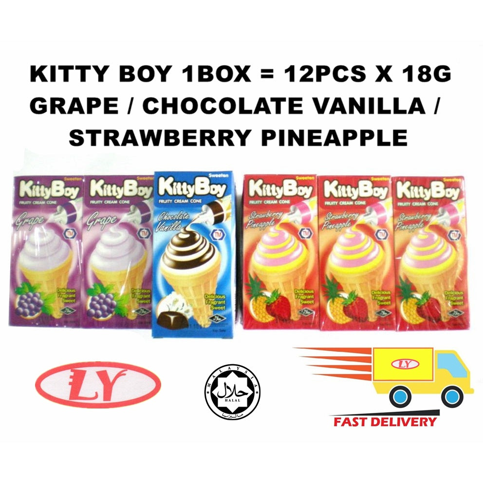 SWEETEN KITTY BOY FRUITY CREAM CONE 12PCS