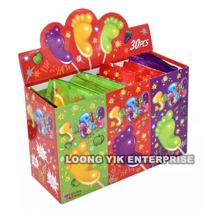 FOOT JUMPING CANDY LOLLIPOP WITH POPPING 13G X 30PCS