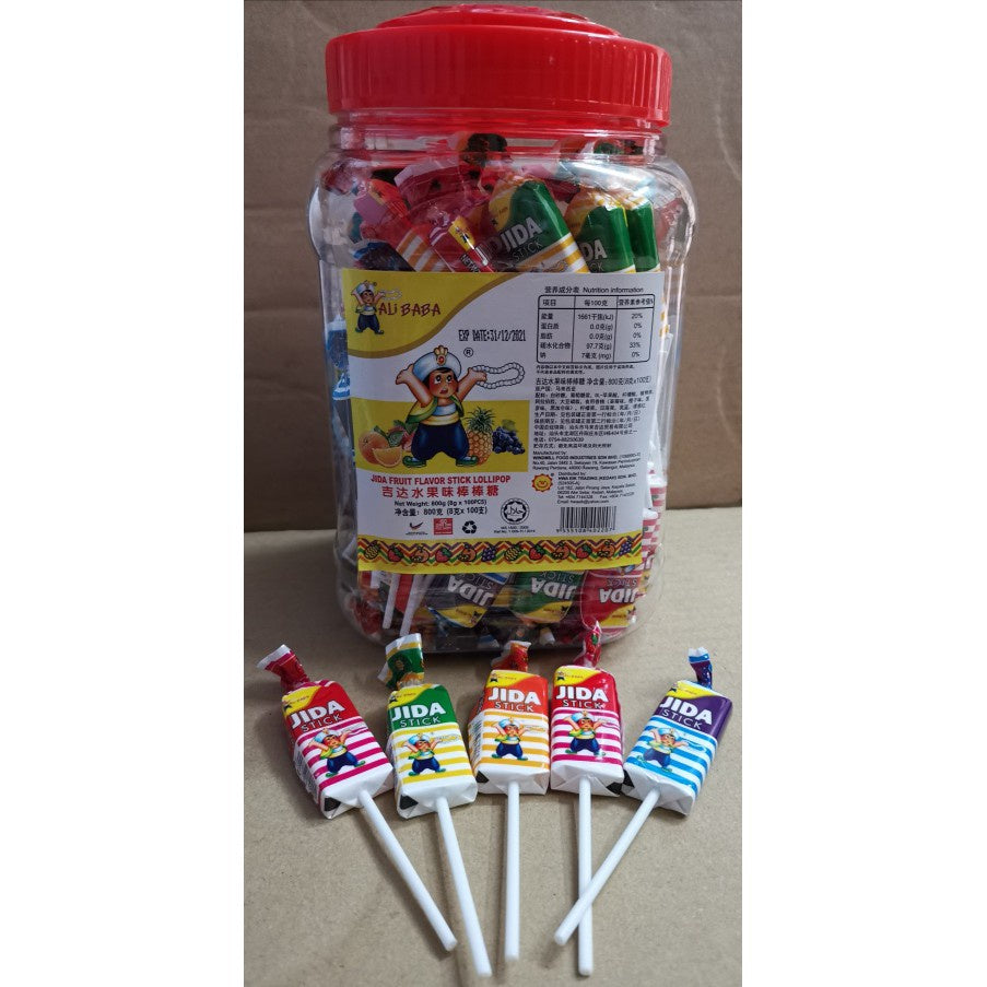 JIDA STICK LOLLIPOP FRUITY GOOD TASTE 100PCS