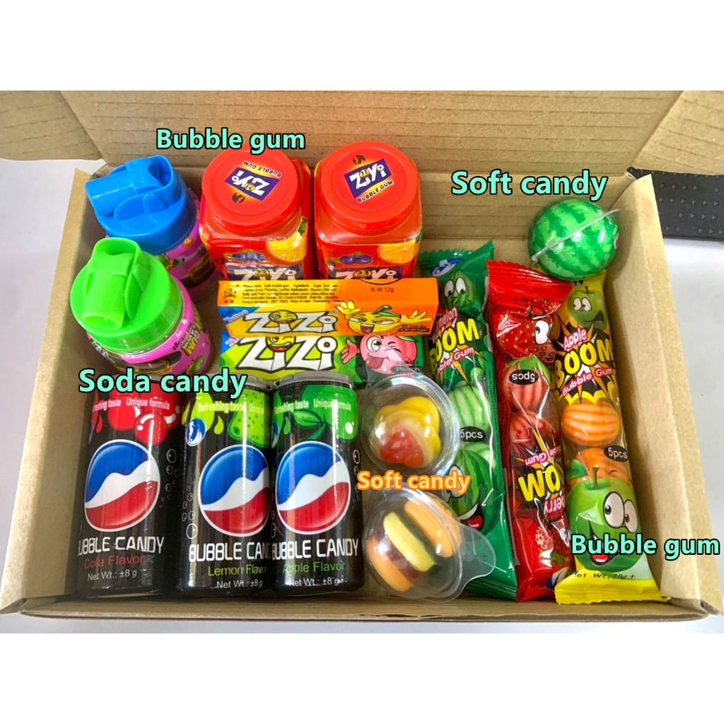 🔥HALAL🔥 19Pcs Mix Design MIX viral Bubble Gum Chewy Candy With Centre Filled (13g x 19pcs) WITH GIFT BOX (have candy)