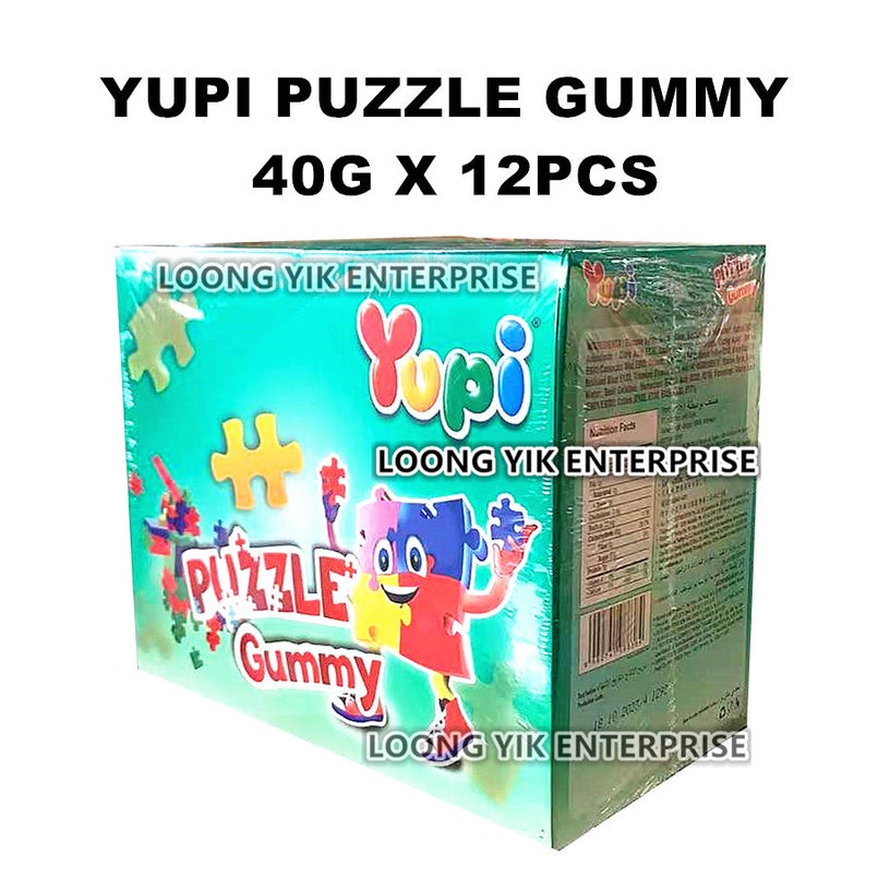 YUPI PUZZLE GUMMY / YOGURT MELON & PEACH FLAVOUR 40G X 12PCS HALAL