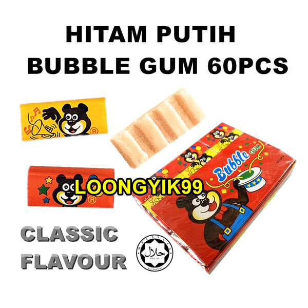 HITAM PUTIH BUBBLE GUM 5G X 60PCS HALAL