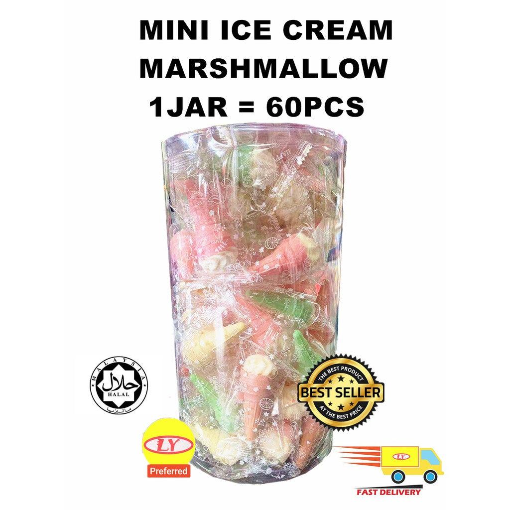 MINI ICE CREAM MARSHMALLOW 60PCS **HALAL** CANDY BISCUIT