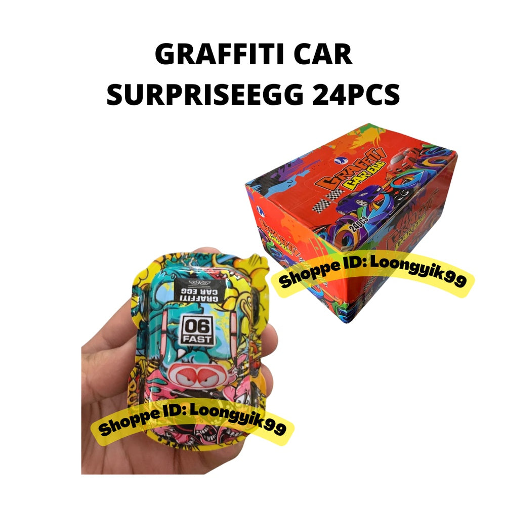 DINOSAURS EGG / GRAFFITI CAR WITH SURPRISE TOYS 24PCS CHOCOLATE AND TOYS INSIDE