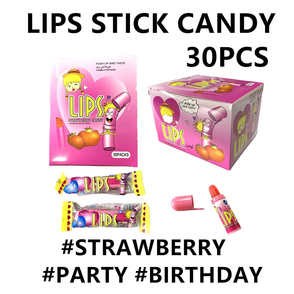 LIPS STICK CANDY STRAWBERRY 30PCS halal