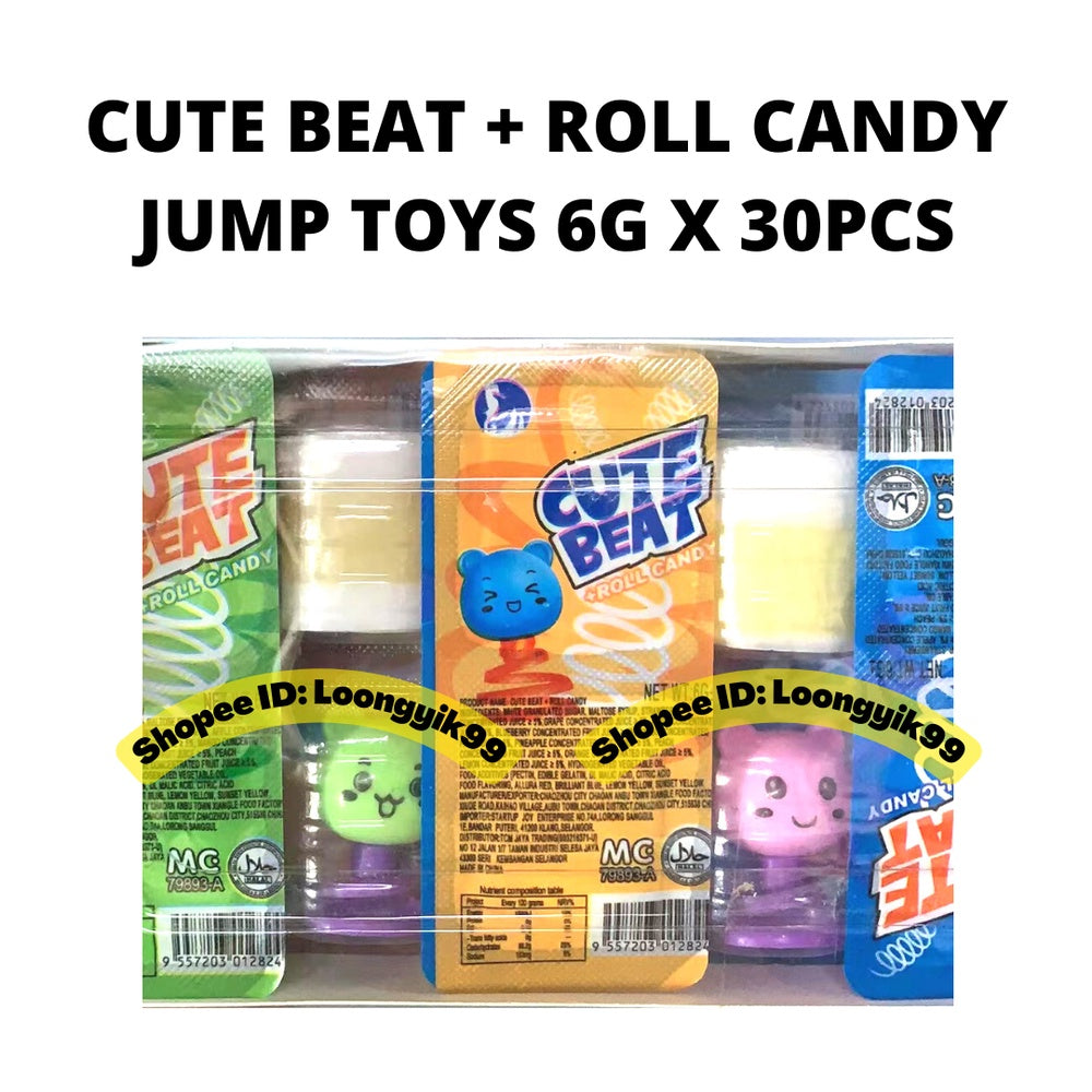 CUTE BEAT + ROLL CANDY JUMP TOYS 6G X 30PCS