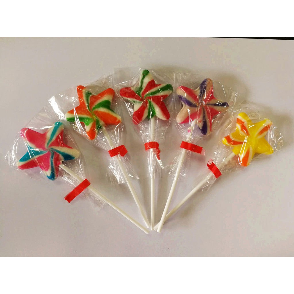 LOLLIPOP WINDMILL STAR SPINNY COLOURFUL 50PCS