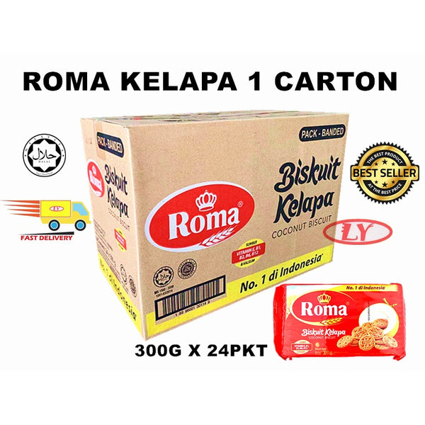 ROMA KELAPA 1 CARTON = 300G X 24PKT HALAL BISKUT PEMBORONG HARGA BORONG