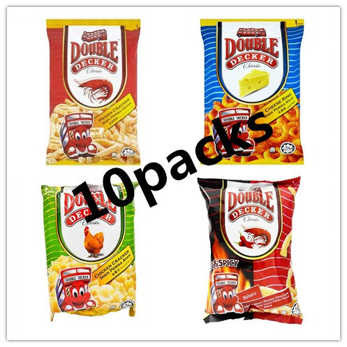 Double Decker Snack Keropok 60g x 10packs Prawn Chicken Cheese Spicy