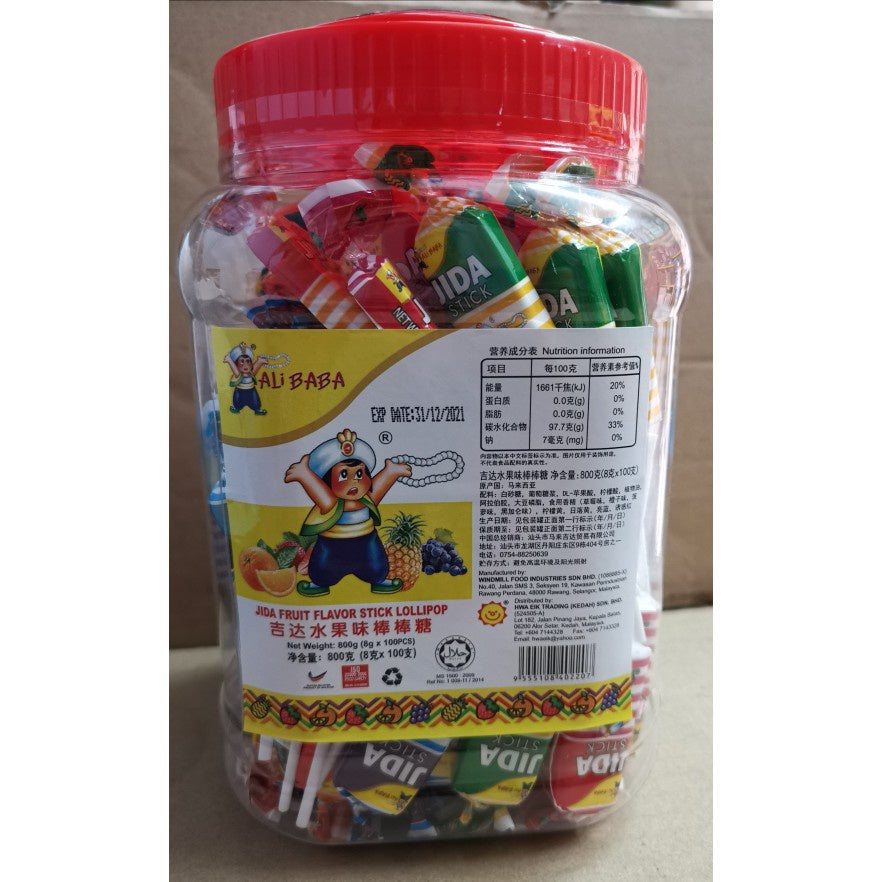 JIDA STICK LOLLIPOP FRUITY GOOD TASTE 100PCS