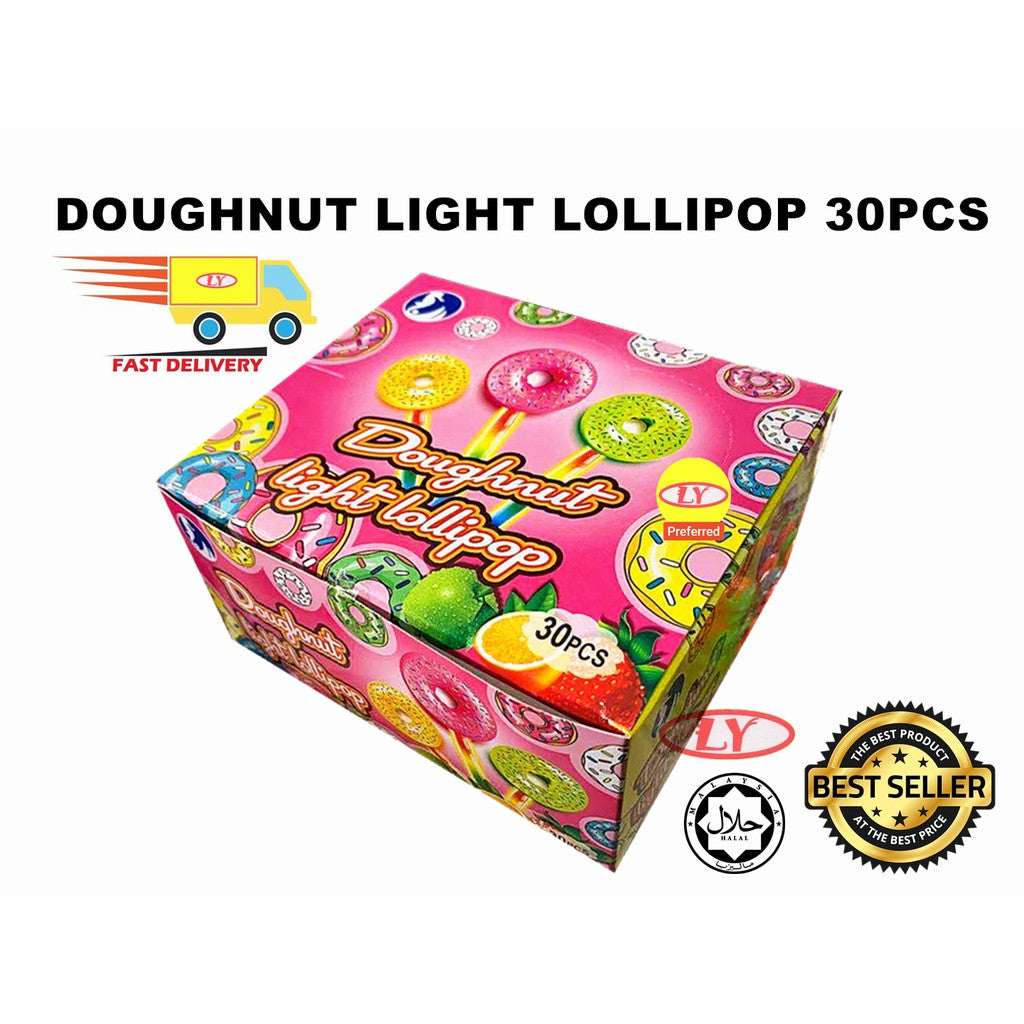 DOUGHNUT LIGHT LOLLIPOP CANDY 30PCS